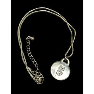 Pink Rhinestone Letter B Embellished Silver Tone Pendant Necklace